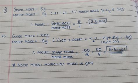 Iii. how many moles of each of the following substance are present? (a ...