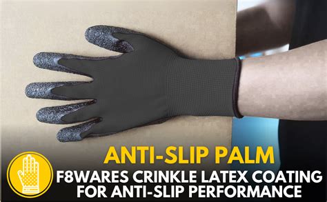 F8WARES 5 Pair Latex Coated Safety Gloves for Men Industrial Gloves ...