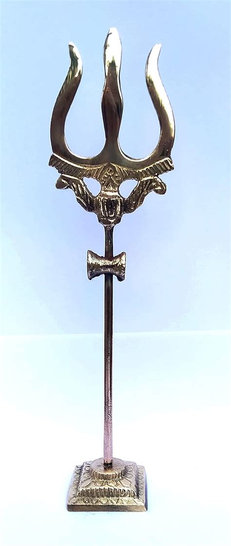 Buy Green HUB Pure Brass Shiva's Trishul with Damru Decorative ...