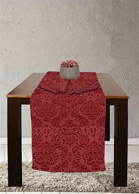 Get Cotton Jacquard Self Design Damask Table Runner 6 Seater (13x84 ...