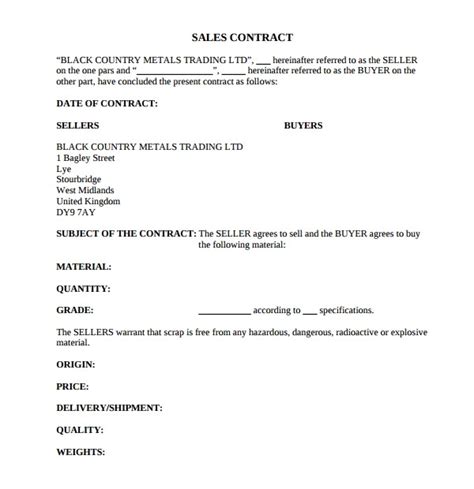 Image result for Sales Contract Sample