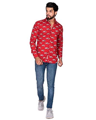Buy Naharmagra Red Graphic Printed Pure Cotton Shirt Full Sleeve nahar ...