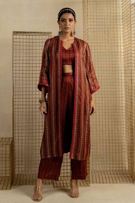 Buy Multi Color Cotton Satin Embroidered Aari Open Neck Gulbahar Jacket ...