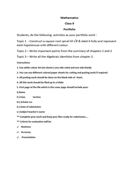 Image result for Class 9th Maths Portfolio