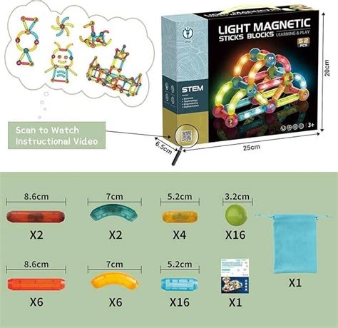 LED Magnetic Blocks - LED 3D Lights Magnetic Blocks toy