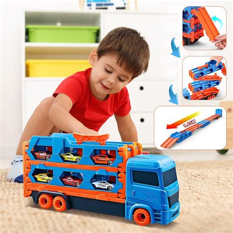 VATOS Transport Truck Toy Cars with Race Track and 6 India | Ubuy