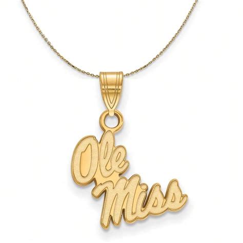 The Black Bow 14k Yellow Gold U. Of Mississippi Small Script Necklace ...
