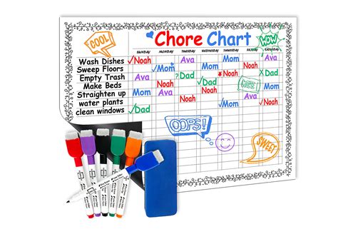 Buy Magnetic Chore Chart for Kids - 11"x17" - Dry Erase Multiple Kids ...