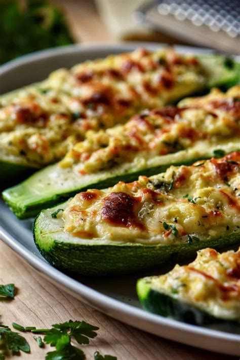 Gluten-Free Ricotta Stuffed Zucchini Boats - She Loves Biscotti