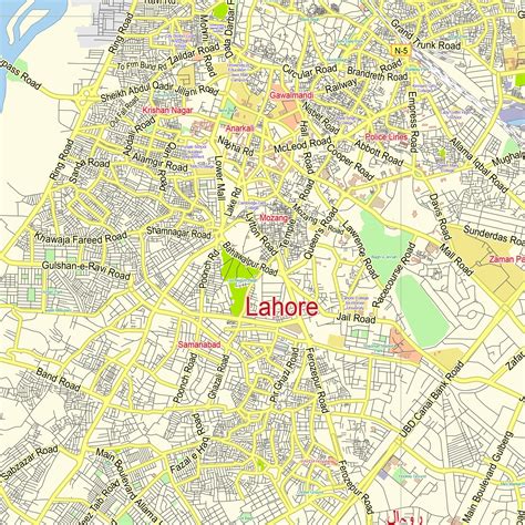 Lahore Pakistan printable editable layered PDF Vector Map – Maps in Vector: Detailed Street Maps ...