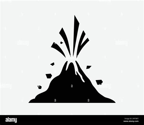 Volcano Eruption Icon Volcanic Activity Lava Active Erupt Vector Black White Silhouette Symbol ...
