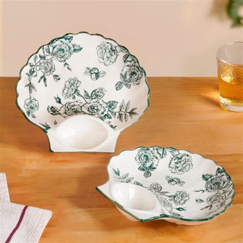 3 Section Leafy Ceramic Plate With Wooden Tray Online - Premium Section ...