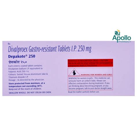 Depakote 250 Tablet 15's Price, Uses, Side Effects, Composition - Apollo Pharmacy