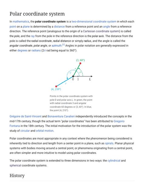 Polar Coordinate System - Wikipedia | PDF | Complex Number | Angle