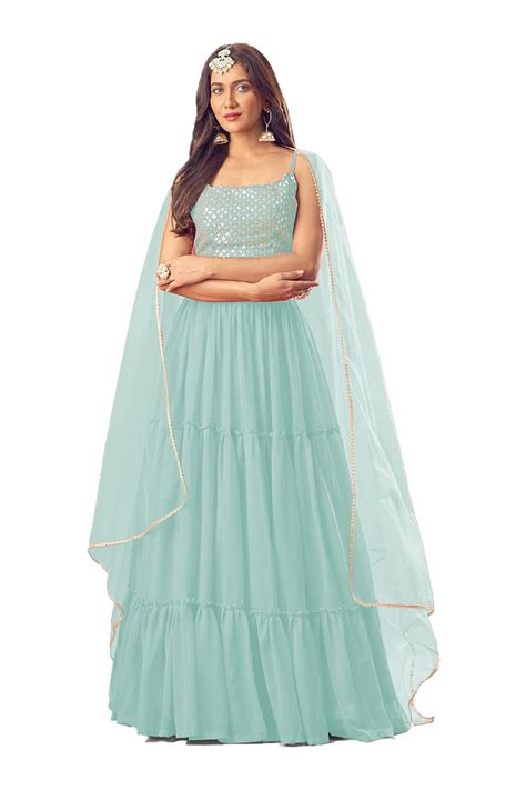 IYALAFAB Women's Georgette Semi Stitched Lehenga Choli In Red1 Colour ...