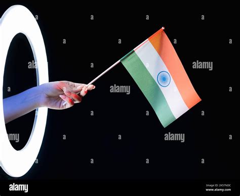 india flag patriotic symbol hand tricolor on black Stock Photo - Alamy