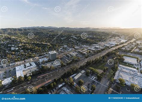 Los Angeles Woodland Hills Ventura 101 Freeway Aerial Editorial Image ...