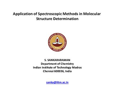 Module 1 - NPTEL spectroscopy notes - Application of Spectroscopic ...