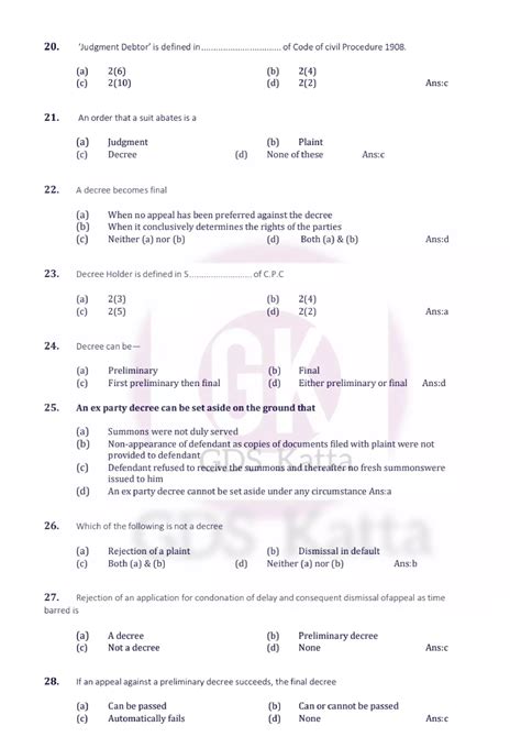 CPC (Code of Civil Procedure) 1908 MCQs | GDSKATTA MCQs | IPO Exam MCQs ...
