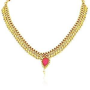 Meenaz Jewellery Gold Plated Traditional Maharashtrian Thushi Necklace ...