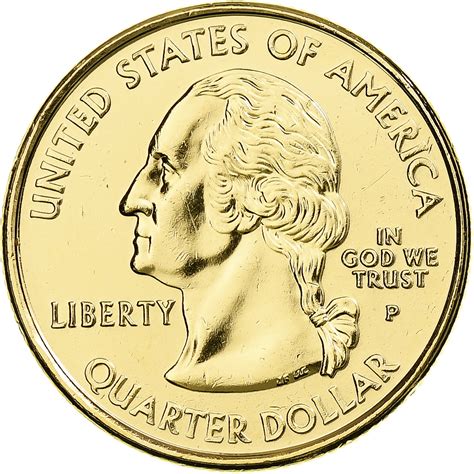 United States, Quarter, Virginia, 2000, U.S. Mint, Gold plated,