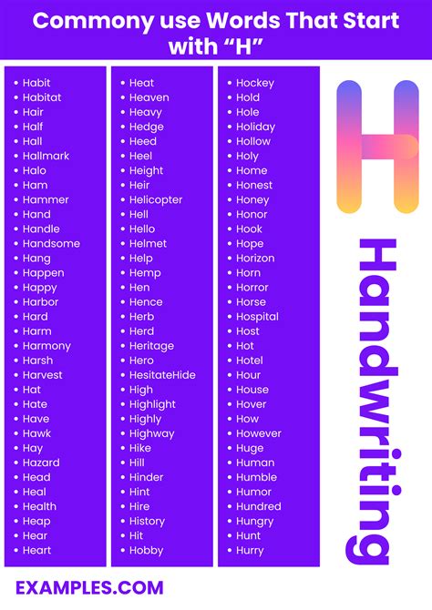 450+ Words Starting with H List, Meaning, PDF