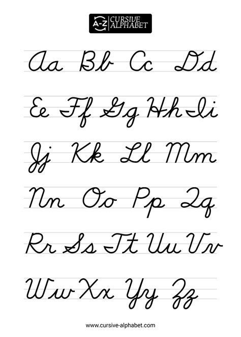 Upper Case Cursive Alphabet Printable | Printable Alphabet Letters