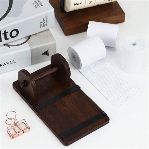 multibey 1pc Wooden Swivel Memo Holder With 1 Roll Of Memo Paper ...