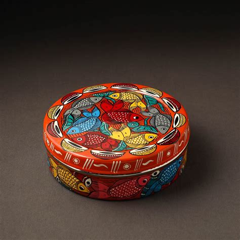Orange Bengal Patua Handpainted Stainless Steel Casserole