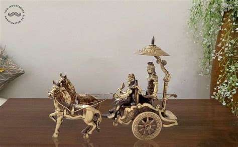 Buy Two Moustaches Brass Krishna Arjuna Rath Showpiece, Showpieces for ...