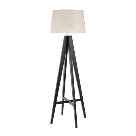 Tripod Floor Lamp with Dark Wood Base & Cream Shade - Searchlight ...