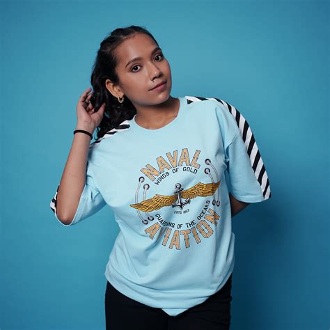 Indian Naval Aviation- Wings of Gold Blue Oversized T-Shirt– A47