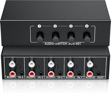 3.5mm Aux + RCA L/R Audio Switch Box 4 in 1 Out Bidirectional, BolAAzuL ...