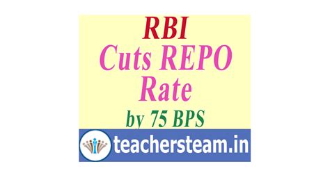 RBI cuts repo rate by 75 bps to 4.40% to mitigate Covid-19 impact ~ TS ...