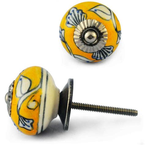 Yellow and White Ceramic Knob – NEERJA INTERNATIONAL INC