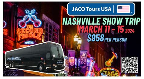 Nashville Show Trip - March 11 - 15, 2024 - $958 per person, Nashville ...