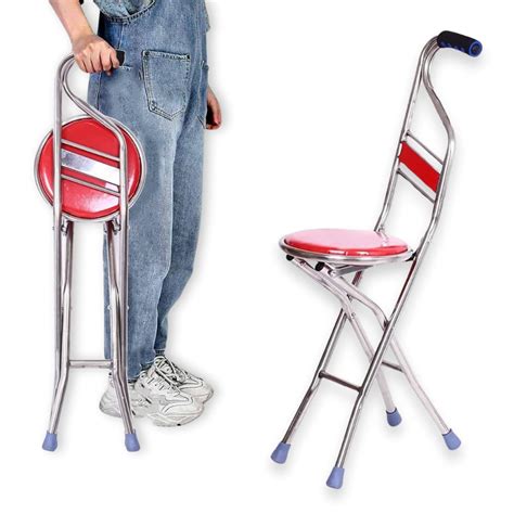 Crysendo Walking Stick Cum Seat for Elders | Stick Chair Folding ...