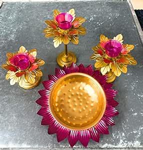 Buy Agaas Enterprises Combo of Metal Lotus Style Tealight Candle Holder ...