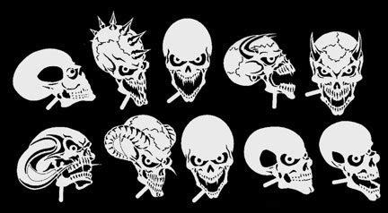 Buy 10 MINI-SKULLKING AIRBRUSH STENCILS SET Template-Skull Online at ...