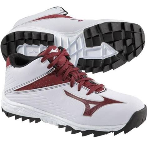 Buy Mizuno Mens 9-Spike Blast 4 Mid Molded Cleats 11 Us White/Maroon ...