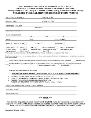 marine corps funeral honors request Doc Template | pdfFiller