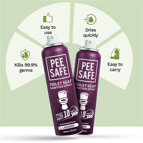 Pee Safe Toilet Seat Sanitizer Spray | Lavender | 300 ML | Washroom Pack