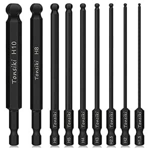 Ball End Hex Head Allen Wrench Drill Bit Set (9PCS Metric), Tonsiki 1/4 ...