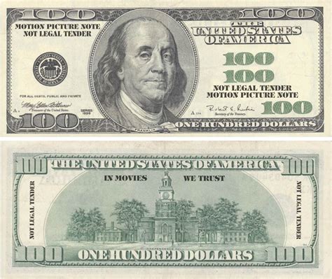 Fake 100 Dollar Bill Printable - Printable Board Games