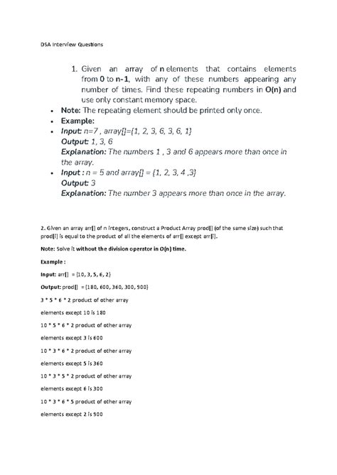 DSA interview questions - DSA Interview Questions 1. Given an array of ...