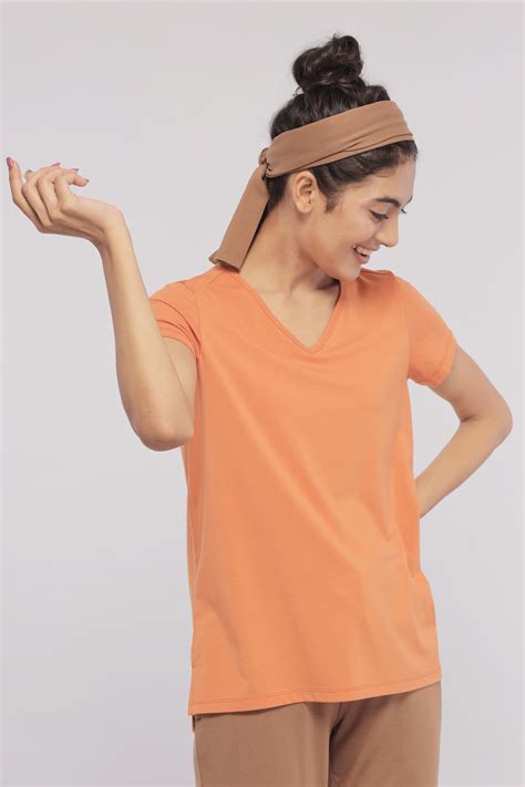 Golden Ochre Supima® V Neck Tee – NeceSera