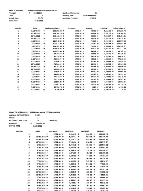 Image result for Amortization Table Example
