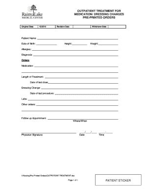 Fillable Online Outpatient treatment for IV Medication Dressing Changes ...