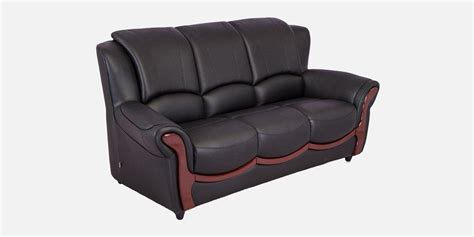 Leatherette 3 Seater Sofa in Eerie Black Colour