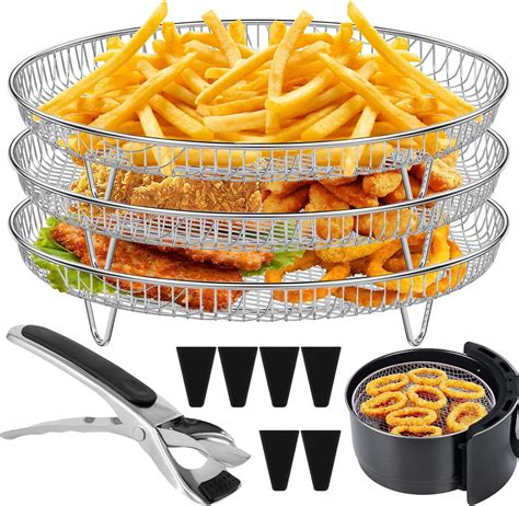 10Pcs Air Fryer Rack for Ninja Dural,3 Layer Stainless Steel Stacking ...